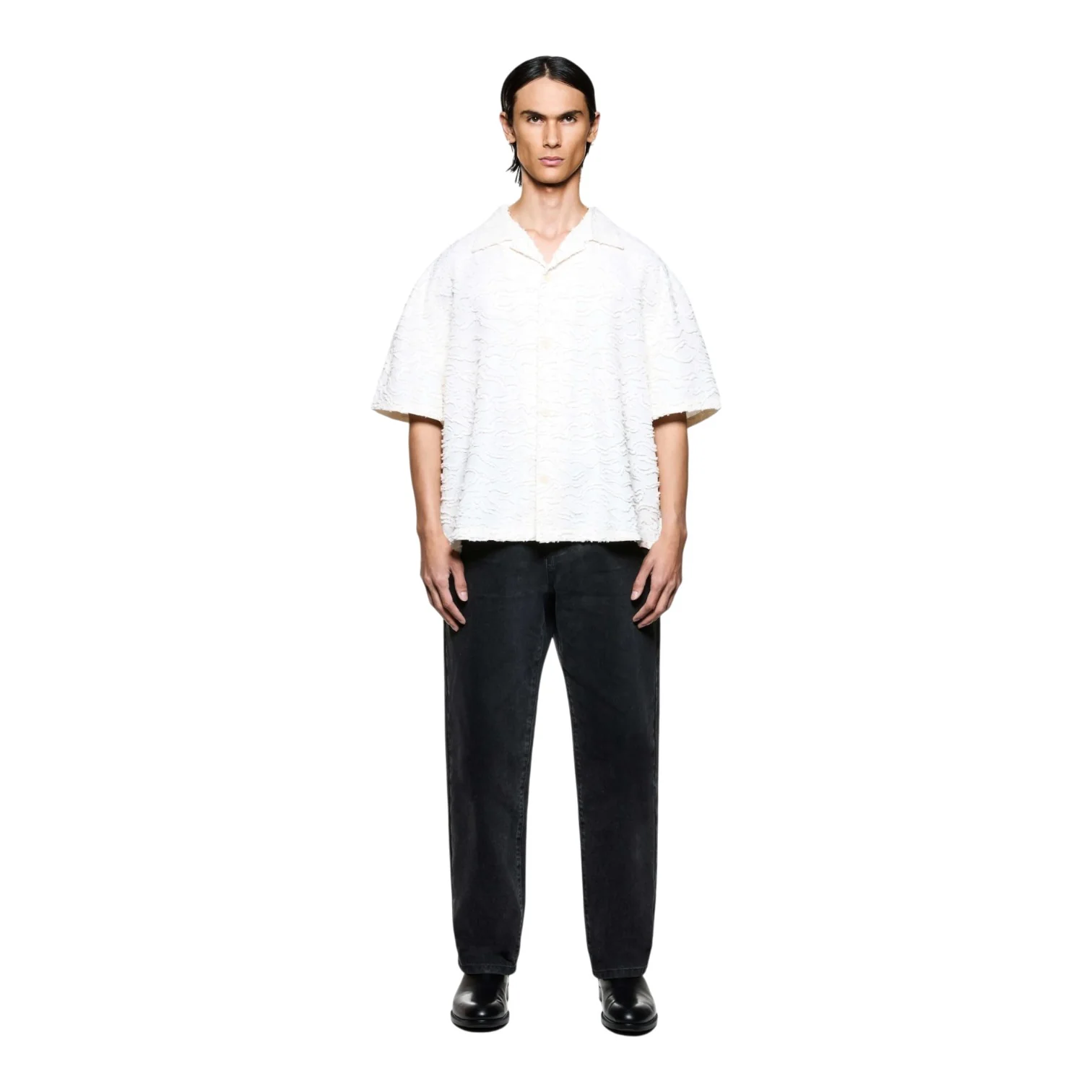 Jacquard Fringe Vacation Shirt White - Image 3