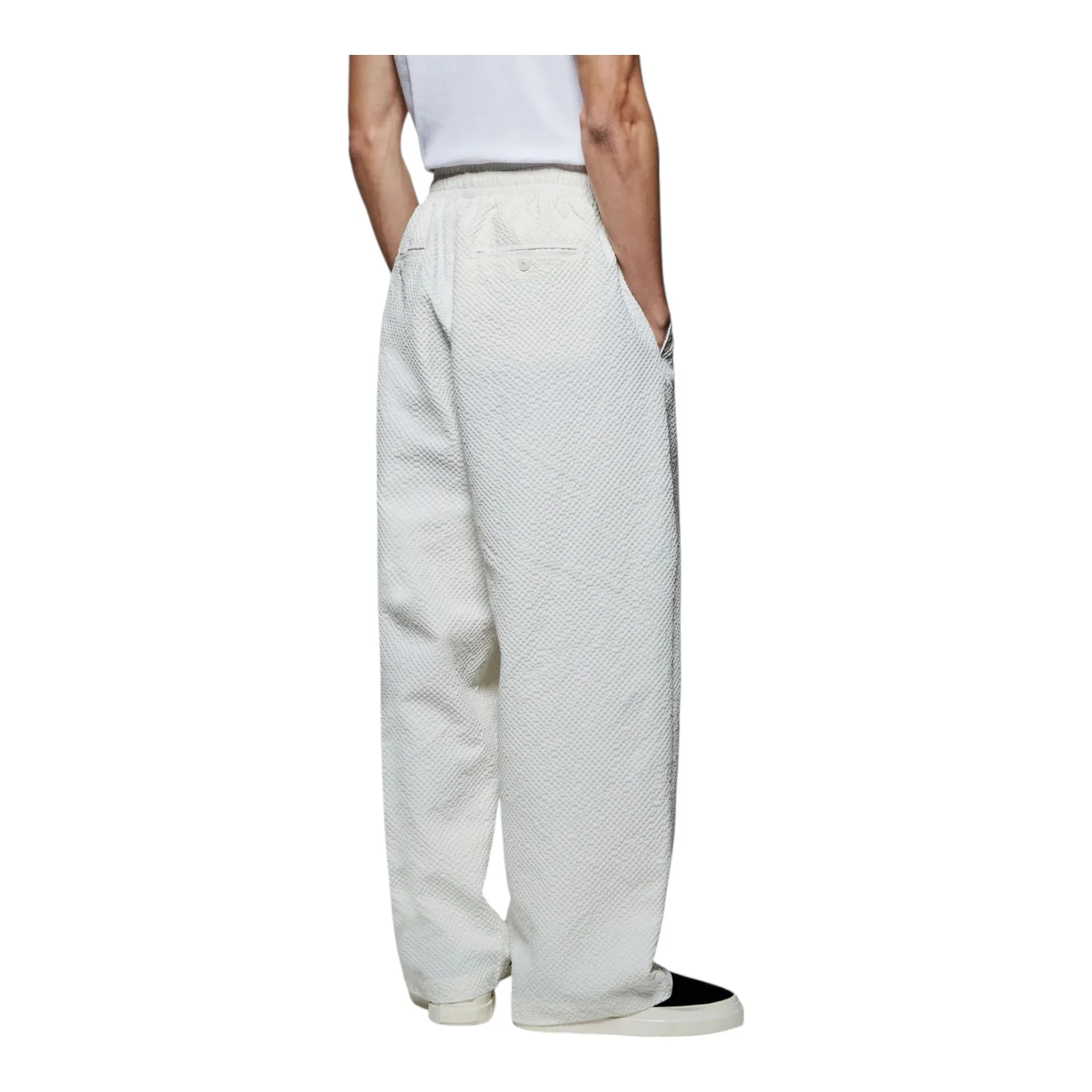 Seersucker Wide Leg Trousers Bone - Image 2