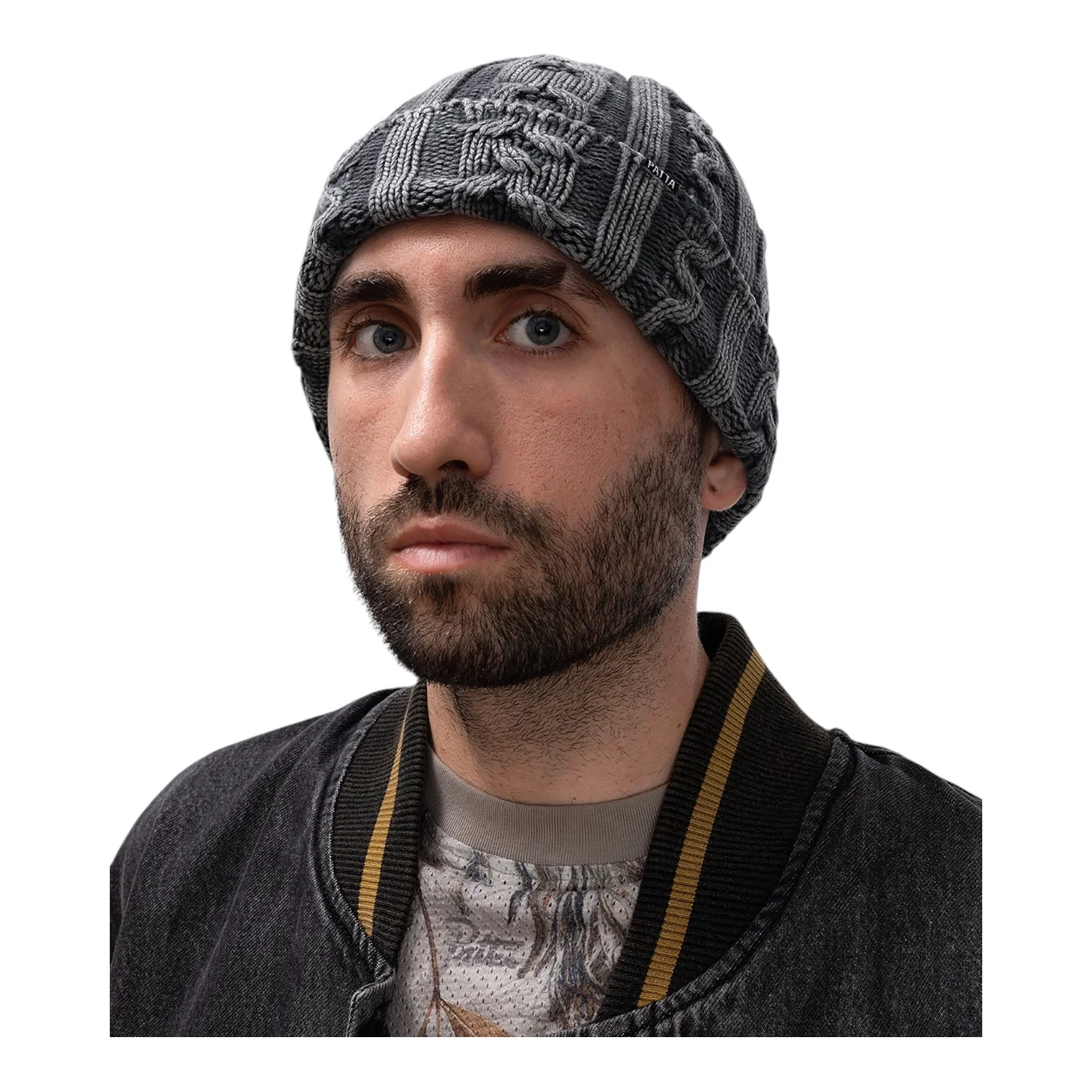 Cold Dyed Cable Knitted Beanie - Image 3