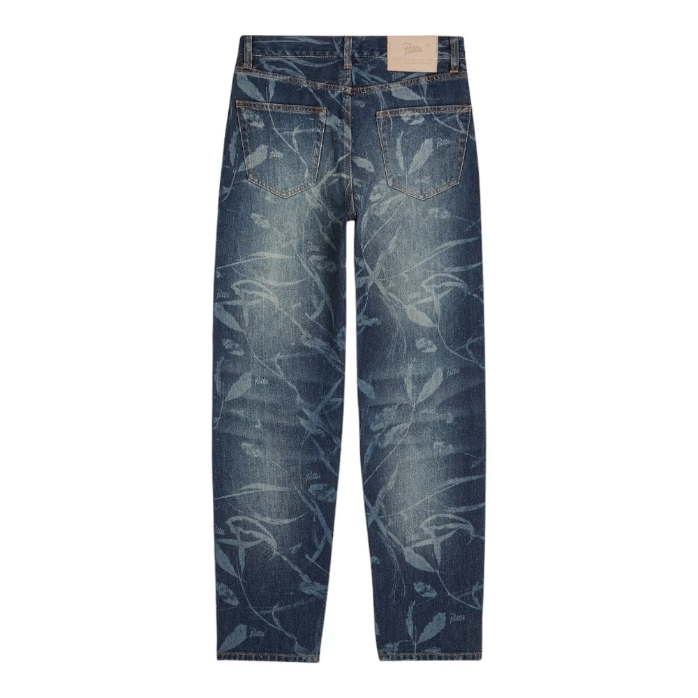Leaves Laser Printed Denim Jeans - Image 2