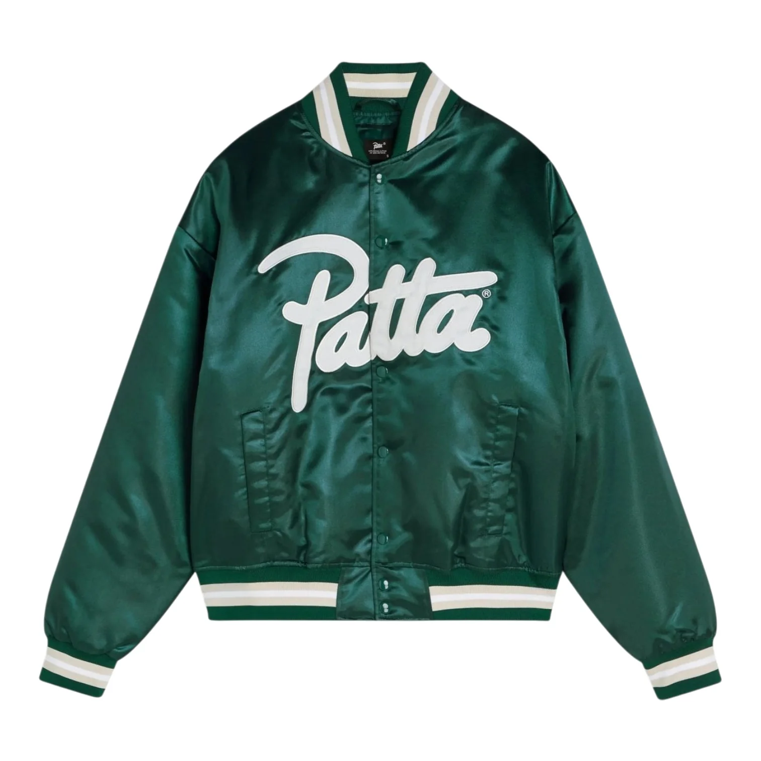 Script ogo Satin Varsity Jacket Green