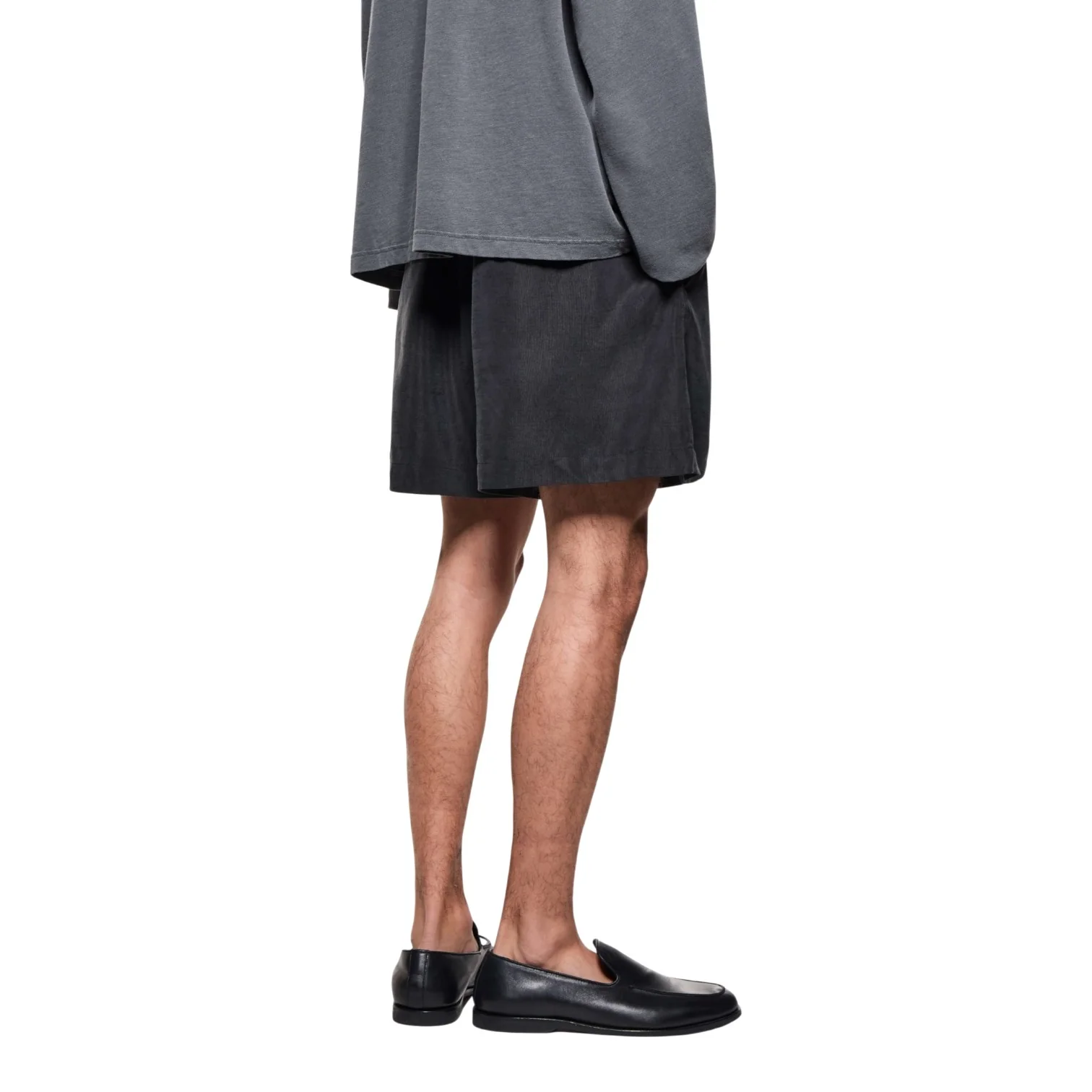 Ribbed Cupro Wide Leg Shorts Black - Image 2