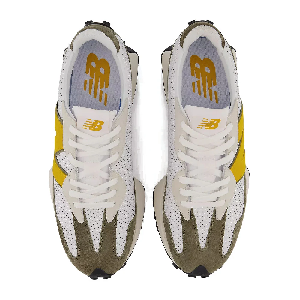 New Balance 327 White Yellow Olive - Image 4