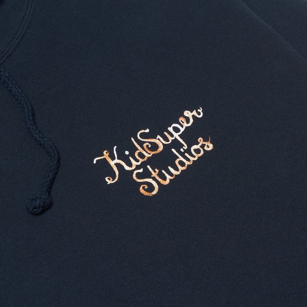 Script Logo Hoodie Navy - Image 3